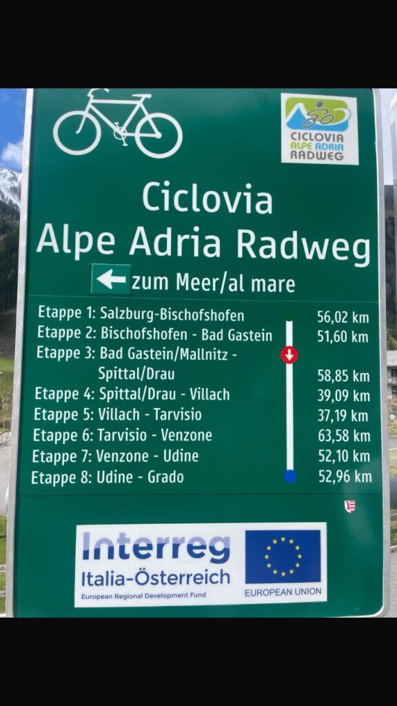 tablica trasa alpe adria radweg