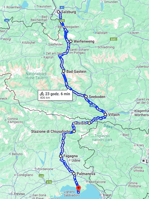 mapa trasy alpe adria radweg